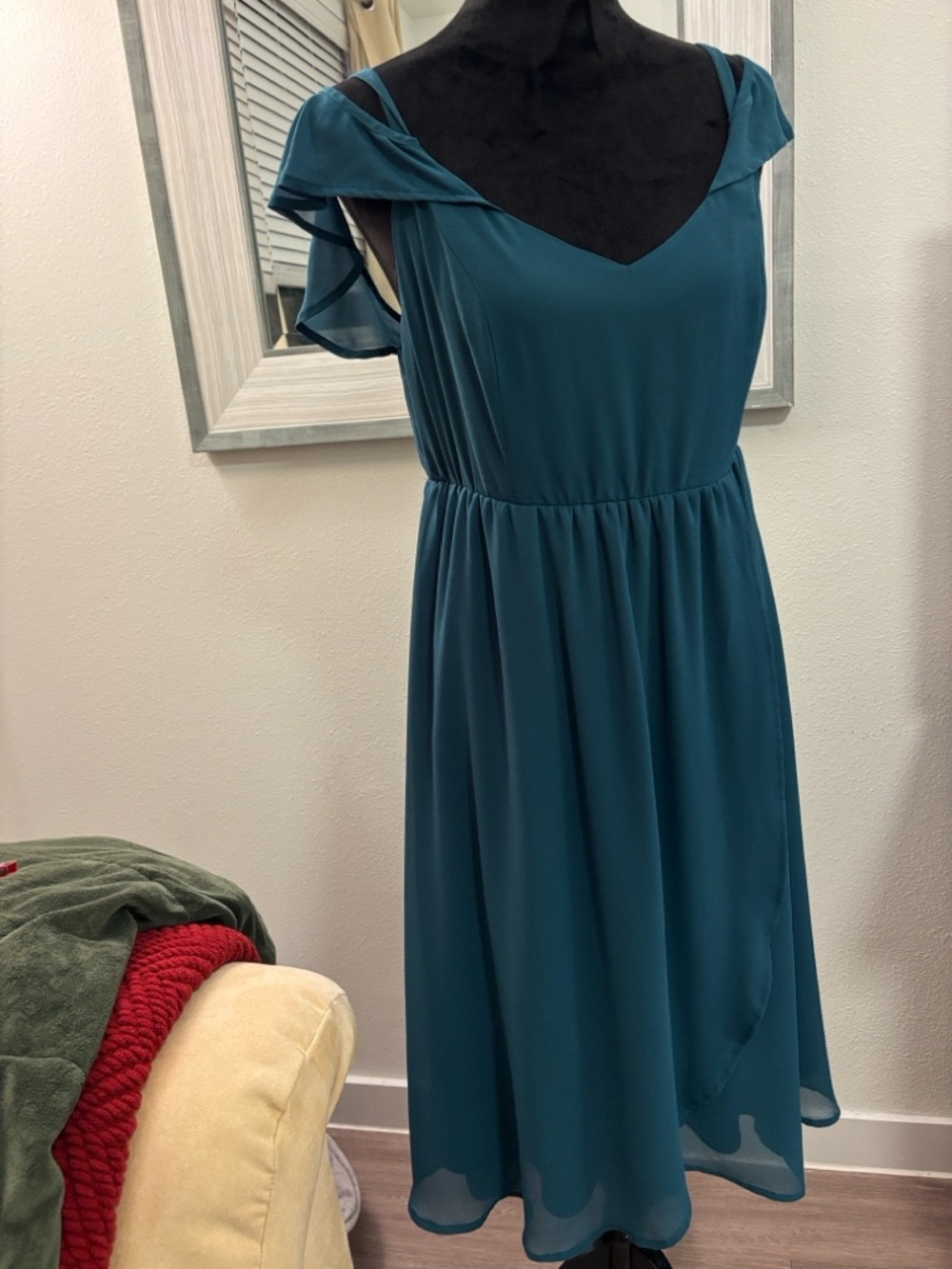 torrid Teal Cold-Shoulder Midi Dress